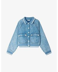 Sandro - Relaxed-Fit Contrast-Trim Denim Jacket - Lyst