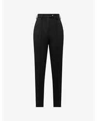 Prada - High-Rise Slim-Fit Stretch-Woven Trousers - Lyst
