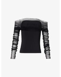 Nensi Dojaka - Long-Sleeve Ruched Stretch-Woven Top - Lyst