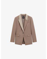 BOSS - Colour-Block Lapel Single-Breasted Virgin-Wool Blazer - Lyst