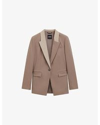 BOSS - Colour-Block Lapel Single-Breasted Virgin-Wool Blazer - Lyst