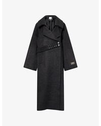 Ganni - Relaxed-Fit Notch-Lapel Wool-Blend Coat - Lyst