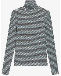 Claudie Pierlot - Graphic-print High-neck Stretch-woven Top - Lyst