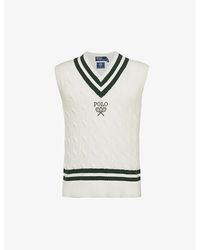 Polo Ralph Lauren - X Wimbledon Brand-embroidered V-neck Cotton-knit Vest Xx - Lyst