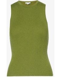Vince - Sleeveless Ribbed Stretch-woven Blend Top - Lyst