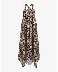 AllSaints - Lil Leopard-print Sleeveless Cotton Maxi Dress - Lyst