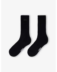 Sandro - Embroidered Logo-Patch Ribbed Stretch-Cotton Socks - Lyst