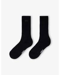 Sandro - Embroidered Logo-Patch Ribbed Stretch-Cotton Socks - Lyst