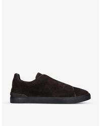 Zegna - Triple Stitch Leather And Fabric Low-top Trainers - Lyst