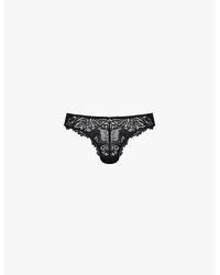 Savage x Fenty - Romantic Corded Brand-Charm Lace Thong - Lyst
