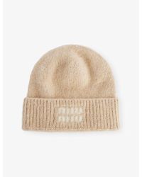 Miu Miu - Logo-Print Mohair-Wool Beanie Hat - Lyst