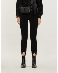 Sandro Sienna Split-hem High-rise Stretch-jersey Trousers - Black