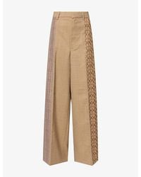 COACH - Monogram-Pattern Wide-Leg Wool-Blend Trousers - Lyst