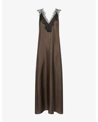 RÓHE Frames - Lace-Trim V-Neck Silk Maxi Dress - Lyst