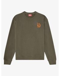 DIESEL - Embroidered Flock-Print Crewneck Cotton Jumper - Lyst