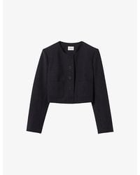 Claudie Pierlot - Striped Round-Neck Stretch Wool-Blend Jacket - Lyst