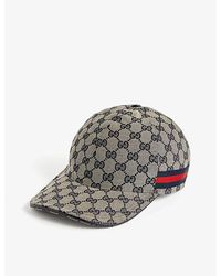 Gucci - Monogram-pattern Striped-trim Canvas Cap - Lyst