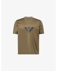 Emporio Armani - Faded Logo-Print Cotton-Jersey T-Shirt - Lyst