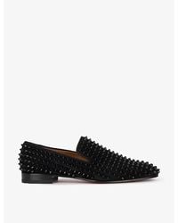 Christian Louboutin - Dandelion Spikes Flat Veau Velour Loafers - Lyst