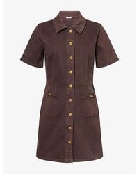 PAIGE - Clementine Button-Through Denim Mini Dress - Lyst