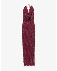 ROTATE BIRGER CHRISTENSEN - Halterneck Open-Back Sequin-Embellished Maxi Dress - Lyst