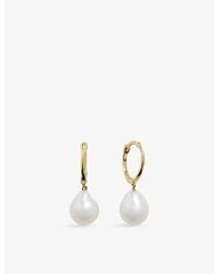 Monica Vinader - Small 14Ct- And Baroque Pearl Huggie Earrings - Lyst