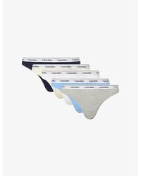 Calvin Klein - Icon Logo Pack Of Five Cotton-Jersey Thongs - Lyst