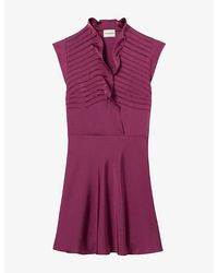 Claudie Pierlot - Sleeveless Ruffled Satin Mini Dress - Lyst