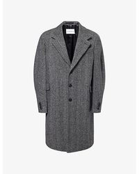 Givenchy - Twisted Sleeve Herringbone Wool-Blend Coat - Lyst