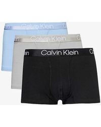 Calvin Klein - Logo-waistband Pack Of Three Stretch-jersey Trunks - Lyst