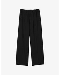 Sandro - Elasticated-Waist Wide-Leg Stretch Wool-Blend Trousers - Lyst