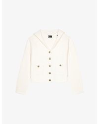 The Kooples - Wide-Collar Pocket-Front Cotton And Wool-Blend Knitted Cardigan - Lyst