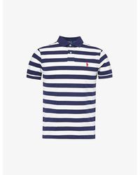 Polo Ralph Lauren - Logo-embroidered Stripe Slim-fit Cotton-piqué Polo Shirt X - Lyst