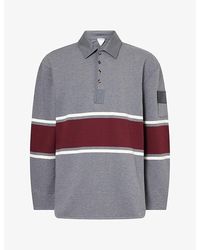 Bottega Veneta - Single Stripe Cotton Fleece Polo Shirt - Lyst