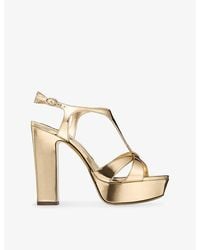 Jimmy Choo - Kesia 120 Metallic-Leather Platform Sandals - Lyst