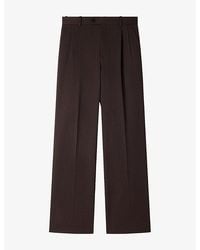 Sandro - Stripe-Print Straight-Leg Wool-Blend Trousers - Lyst