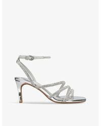 KG by Kurt Geiger - Savanna Low2 Crystal-Strap Heeled Faux-Leather Sandals - Lyst