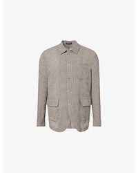 Emporio Armani - Checked Seersucker Cotton Jacket - Lyst