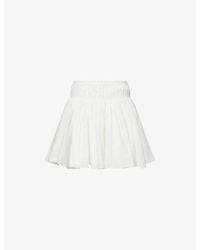 Alaïa - Ruffled High-Waist Cotton And Linen Mini Skirt - Lyst