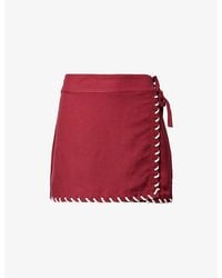 Jonathan Simkhai - Stitch Wrap Linen-Blend Mini Skirt - Lyst