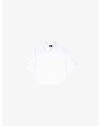 The Kooples - Short-Sleeved Cropped Stretch-Cotton Shirt - Lyst