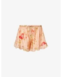 Zimmermann - Roselight Frill Silk Shorts - Lyst