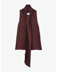 Reiss - Tilly Jacquard Tie-Neck Woven Top - Lyst