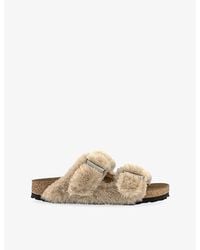 Birkenstock - Arizona Suede And Shearling Sandals - Lyst