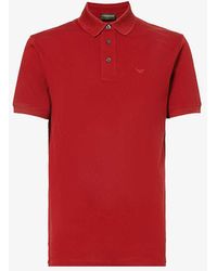 Emporio Armani - Logo-embroidered Cotton-piqué Polo Shirt - Lyst