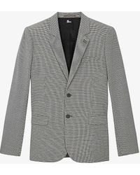 The Kooples Houndstooth-motif Single-breasted Stretch-wool Suit Jacket - Gray