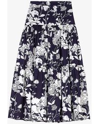 Maje - Floral-print Gathered Cotton Maxi Skirt - Lyst