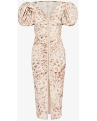 ROTATE BIRGER CHRISTENSEN - Leopard-print V-neck Woven Midi Dress - Lyst