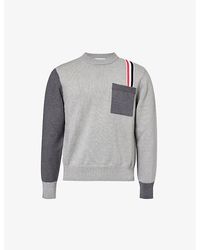 Thom Browne - Tol Grey Striped Patch-pocket Cotton-knit Jumper - Lyst