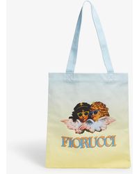 Fiorucci Cotton Logo Tote Bag in Black | Lyst